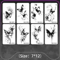 Waterproof butterfly and flower temporary tattoo stickers in black and white sketches - Embrace Change Butterfly