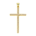 Golden cross pendant charm inlaid with sparkling zircons and a top hanging ring - Pendant 43 (Gold Pave White Zirconia Cross)