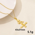 18K gold plated stainless steel inverted cross Baphomet pendant necklace 43x27mm - Baphomet Inverted Cross (S1527-G+N22-G)