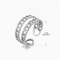 Silver double-layer chain ring in stainless steel with 1.7CM adjustable open band - Steel Ring 167