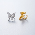 Bagues d'oreilles papillon élégantes en or et argent serties de zircons étincelants - Ear Cuff Zirconium Blanc Argenté (Seul)