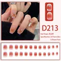 Peach gradient press-on nails with purple French tips and silver rhinestones, 24 pieces set - Orange Pink Gradient Purple Edge Rhinestones (D213)