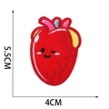 Smiling red heart embroidery patch with cartoon design in 5.5x4cm size for clothing - No.10 (Cartoon Heart)