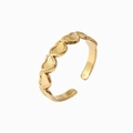 French vintage style 18k gold plated open ring with five interconnected hearts - Style 2/Five Hearts