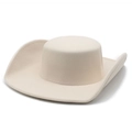 Cappello boater classico in feltro di lana crema con tesa larga in stile retrò moderno - M(56-59CM) / Beige