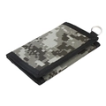 Three-fold camouflage canvas wallet for kids with black trim and a metal D-ring buckle - Digital Apricot