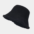 Dettaglio del cappello alla pescatora in velluto nero con calda fodera in pile per l'inverno - M (56-58cm) / Nero