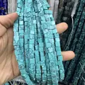 Perles carrées turquoise avec veines de marbre noir pour la création de bijoux - 4x4mm (Environ 38cm Fil) / Turquoise à Veines Bleues