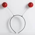 Detail of red glitter foam balls on spring antennas for alien headband party accessory - Red Glitter Foam Ball Headband