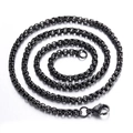 Herren Hip-Hop Halskette in Schwarz aus Edelstahl mit Rundbox-Kette und Karabinerverschluss - 60CM Kette Ohne Anhänger