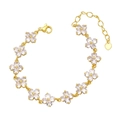 Elegante bracciale a fiori dorati con petali in zircone scintillante e chiusura regolabile - Stile C-Fiore a Quattro Petali Zircone