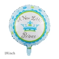 18 inch blue foil balloon with A New Little Prince crown design for baby shower decor - 18 Inch Baptism Blue Crown
