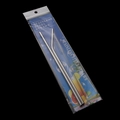 Stainless steel straw set with straight pipe, curved pipe, and brush on blue card - 6*215 [1 Straight + 1 Curved + 1 Brush] Small Card