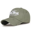 Casquette baseball vintage vert armée avec broderie 3D et bord déchiré au style décontracté - vert olive