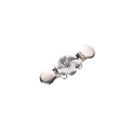 Retro silver floral cardigan clip with embossed flower and metal duckbill clamps - Silver Single Jasmine