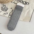 Gray slouch socks for women with vintage pointelle knit patterns and ribbed texture - Dark Gray