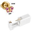 Golden butterfly stud earring with pink gemstone and sterile piercing tool accessory - Gold-Pink Zircon