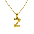 18k gold plated stainless steel necklace featuring a textured letter Z bamboo pendant - Letter Z(Z)