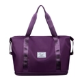 Large purple waterproof travel bag with bottom shoe compartment and dual handles - Style 309 / Deep purple