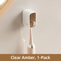 Porta spazzolino elettrico a parete con coperchio ambra trasparente, set da 1 - 1 Pezzo / Marrone Chiaro