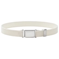 White kids elastic belt with silver magnetic buckle and adjustable stretch fabric - White