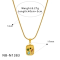 18K gold plated necklace featuring rectangular colorful zircon stones on white background - Rectangle Pendant Necklace (NB-N1383)