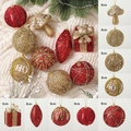 Set di decorazioni natalizie rosse e oro con palline di schiuma da 8 cm e scritte - Set rosso oro (9 pezzi)