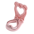 Close-up of pink heart-shaped sandwich mold with stainless steel cutting ring for DIY toast - Nordic Pink