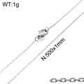 Minimalist 1mm silver stainless steel O-chain necklace in 500mm length with lobster clasp - Steel Color (KN107958-Z)