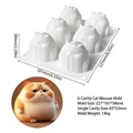 6-cavity white silicone cat mousse mold for cake baking and decorative plaster crafts - 6-Cavity Angry Cat