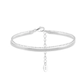 Silver S925 sterling silver double layer snake and bead anklet with lobster clasp - 16.5+5CM / 3MM Flat Snake Chain / Silver