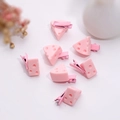 Set of seven pink cheese-shaped hair clips with cute triangular resin design - Pink Cheese Duckbill Clip / Pink Cheese