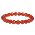 Faceted red agate beaded bracelet with 8mm semi-transparent natural gemstones - Red Agate Bracelet