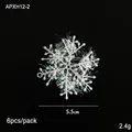 Fiocchi di neve bianchi glitterati da 5.5cm per decorazioni di Natale e vetrine - 6 Pezzi/Confezione / 5,5 cm