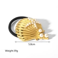Golden shell hair tie with pearl accent 18k gold plated stainless steel accessory - Shell Pearl
