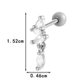 Silver titanium steel stud earring with marquise zirconia and screw ball back - 4 Marquise Stone Style (0189-3# Silver)