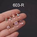 Set di orecchini a perno in acciaio oro rosa con zirconi colorati in varie forme creative - Stile Ragno (3#) / Oro rosa