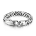 Bracelet Franco en acier inoxydable argenté pour homme avec fermoir carré robuste - 21cm / Argenté