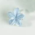 Blue marble texture plumeria flower hair claw clip with glossy finish for styling - 4cm / Blue