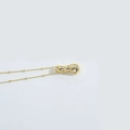 Golden peanut pendant necklace with sparkling cubic zirconia on a beaded ball chain - Style I