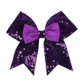Sparkling purple sequin bow hair clip for girls with double layer swallowtail design - Purple