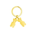 Gold-plated keychain with double hollow-out dog pendants and a minimalist round ring - 2 Dogs / Gold