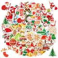 Adesivi natalizi olografici con disegni di Babbo Natale, pupazzo di neve e renne - 100 Pezzi Olografico Natale Tipo A Q6