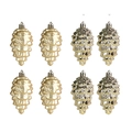 Set di 8 decorazioni natalizie a pigna in finiture metalliche opache e lucide - Oro