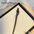 Traditional ebony wood hair pin with phoenix carving and 18cm length specification - 49# Red Phoenix (Sandalwood)