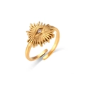 Verstelbare 18K vergulde roestvrijstalen ring met zirkoon en boze oog-zonontwerp - Verstelbaar Open / Goud