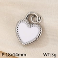 Silver-toned titanium steel heart pendant with white enamel finish, 18x14mm size - Silver White Heart Style (KP120378-Z)