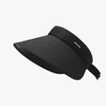 Visière de soleil noire pour femmes avec large bord tissé et sangle réglable - Noir