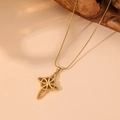 Golden stainless steel necklace with Celtic knot opal pendant and crystal accents - Gold Style 10 (C420)