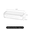Large clear plastic kitchen storage box with lid, 28x10x7cm drawer organizer - Transparent Box with White Lid - Large - PET